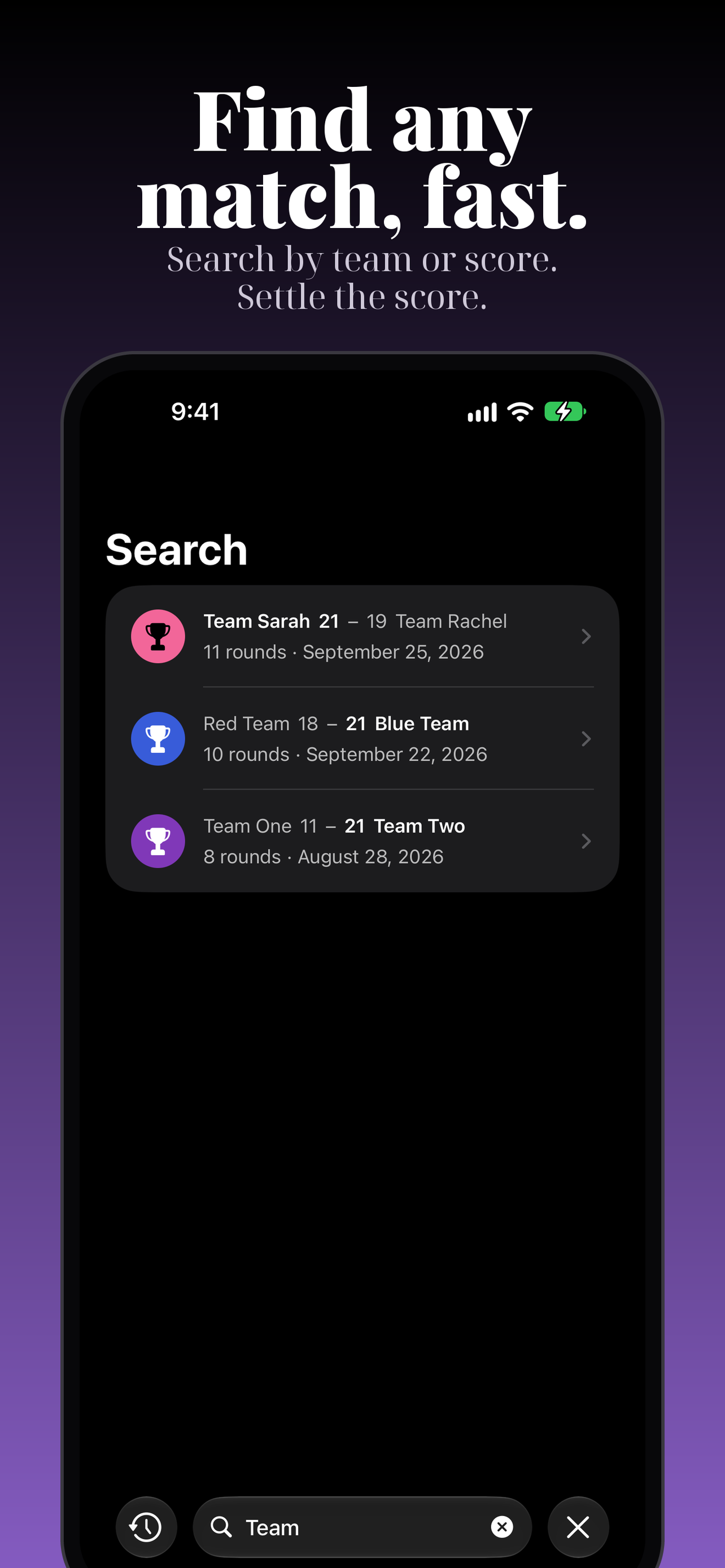 Find any match, fast.
